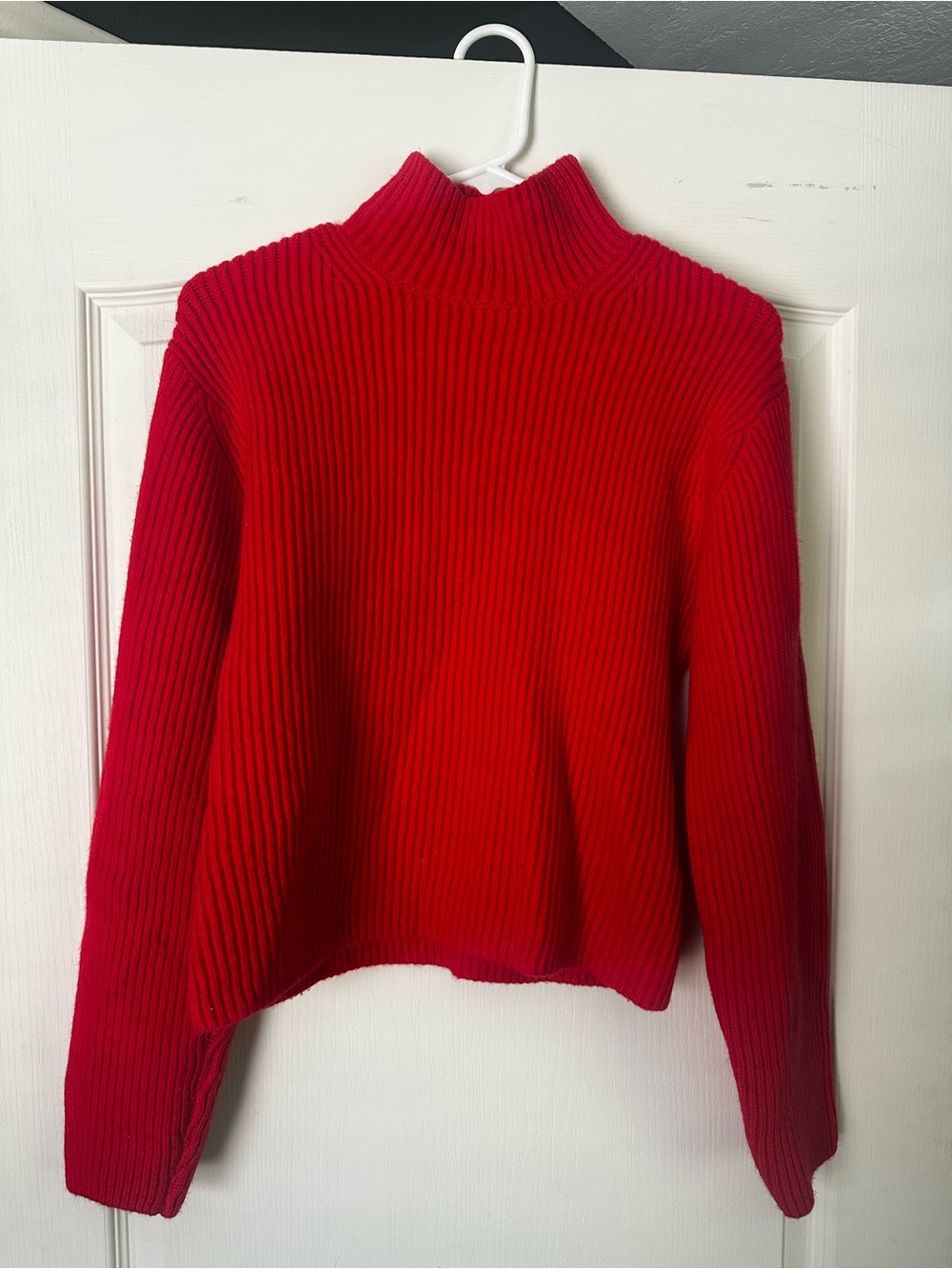 H&M Red Ribbed Turtleneck Sweater